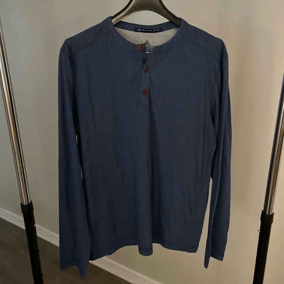 Union Made Jared New York Blue Long Sleeve Henley Men’s Size Medium-Preowned - Picture 1 of 6